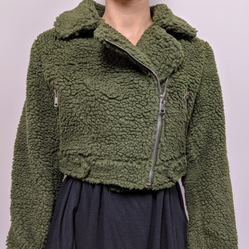 Olive crop Moto jacket